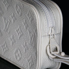 Louis Vuitton-Clutch-WT-9.06 x 4.53 x 1.57 inches ( length x height x width ) L 21.3 x H 12 x W 4.8 cm/ L 8.4 x H 4.7 x W 1.9 inches Powder White Taurillon Monogram Cowhide leather Textile lining Tone-on-tone hardware Matte-effect resin chain Removable st