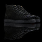 Christian Louboutin-Louis Flat High Spiked Toe-Pre Order Duration (3-5 Working Days) Product: 1140458 Colour: Black/Black Classic Material: Suede, Rubber Sole Mens Christian Louboutin Louis Spikes constructed in Flat Black Suede feature sleek looking spik