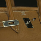 Hermes-Birkin 40-BROWN SILVER-Designer Style: ID Square Size: 40 Hardware: Silver Release Date: 2017 Colour: Brown Made in France Material: Grained Leather 100%, Silver-fabriqe.com