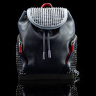 Christian Louboutin-Backpack-Navy Blue Leather Outer Metal Spikes Magnetic Closure Rubber Bottom-fabriqe.com
