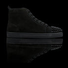 Christian Louboutin-Louis Flat High Spiked Toe-Pre Order Duration (3-5 Working Days) Product: 1140458 Colour: Black/Black Classic Material: Suede, Rubber Sole Mens Christian Louboutin Louis Spikes constructed in Flat Black Suede feature sleek looking spik
