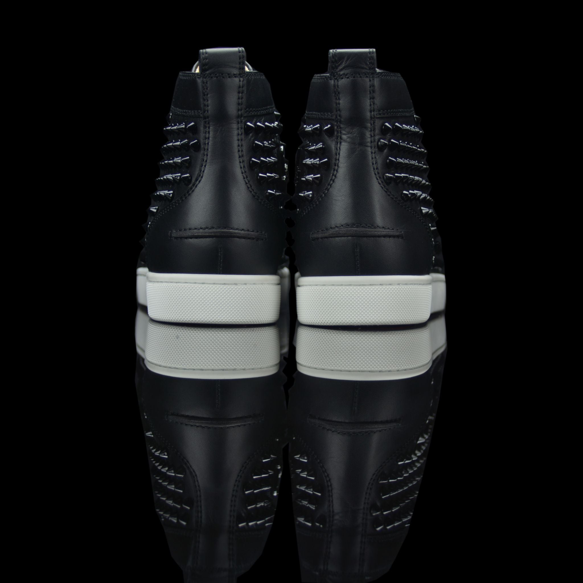 Christian Louboutin-Louis Flat-Product Code: 1101083 Colour: Black White 2015 Release Material: Suede Velours, Metal Spikes-fabriqe.com